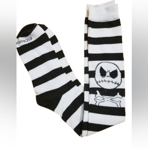 Disney Nightmare Before Christmas Jack Skellington Long Black White Socks